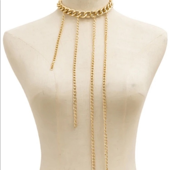 Gold Chain Long Tassel Necklace Jewelry Accessory - Picture 3 of 4